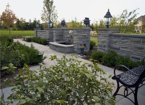 backyard garden with water feature