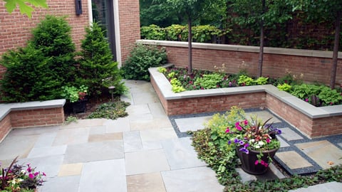 backyard paver patio in city