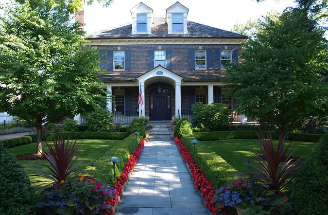 front yard garden with blooming flowers