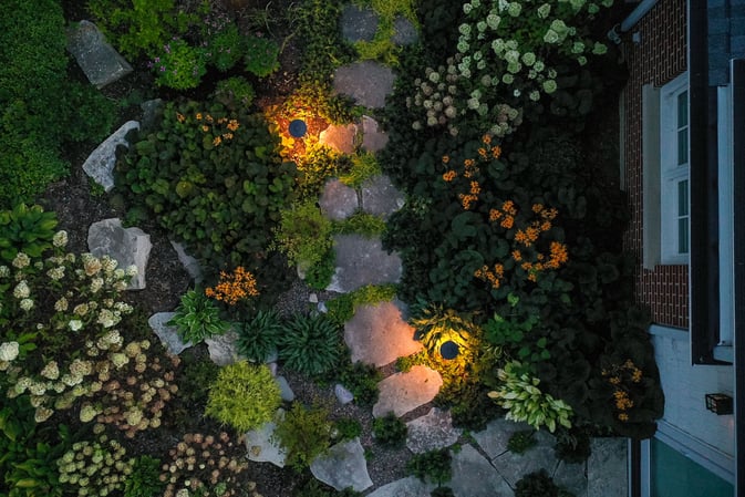 landscape lighting aerial view