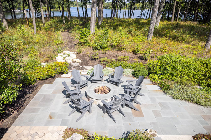 residential landscape design fire pit on back patio 1