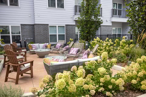 retirement condo commercial landscaping court yard seating area