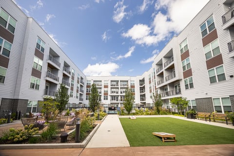 retirement condo commercial landscaping courtyard bads area 