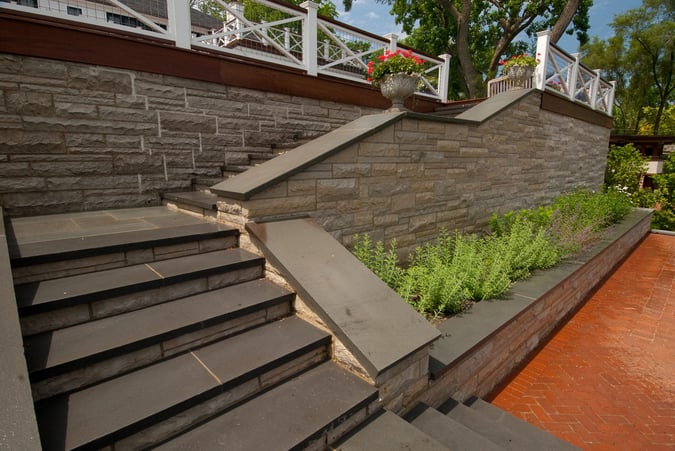 stone stairs leading to deck