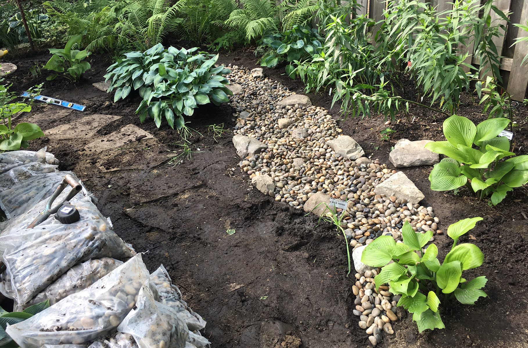 bird garden with drainage being installed