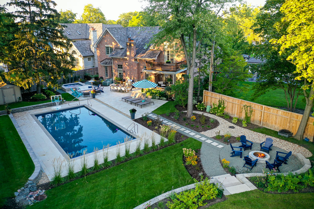 Residential landscape design pool and backyard 