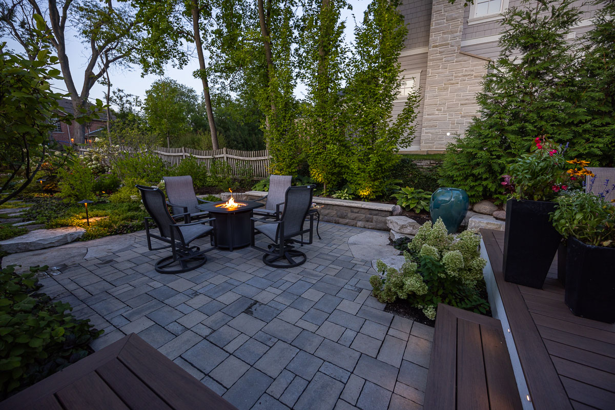 backyard patio with fire feature