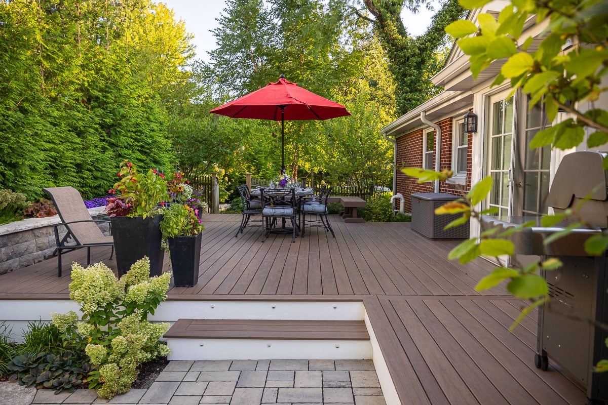 residential landscape design deck with seating area 