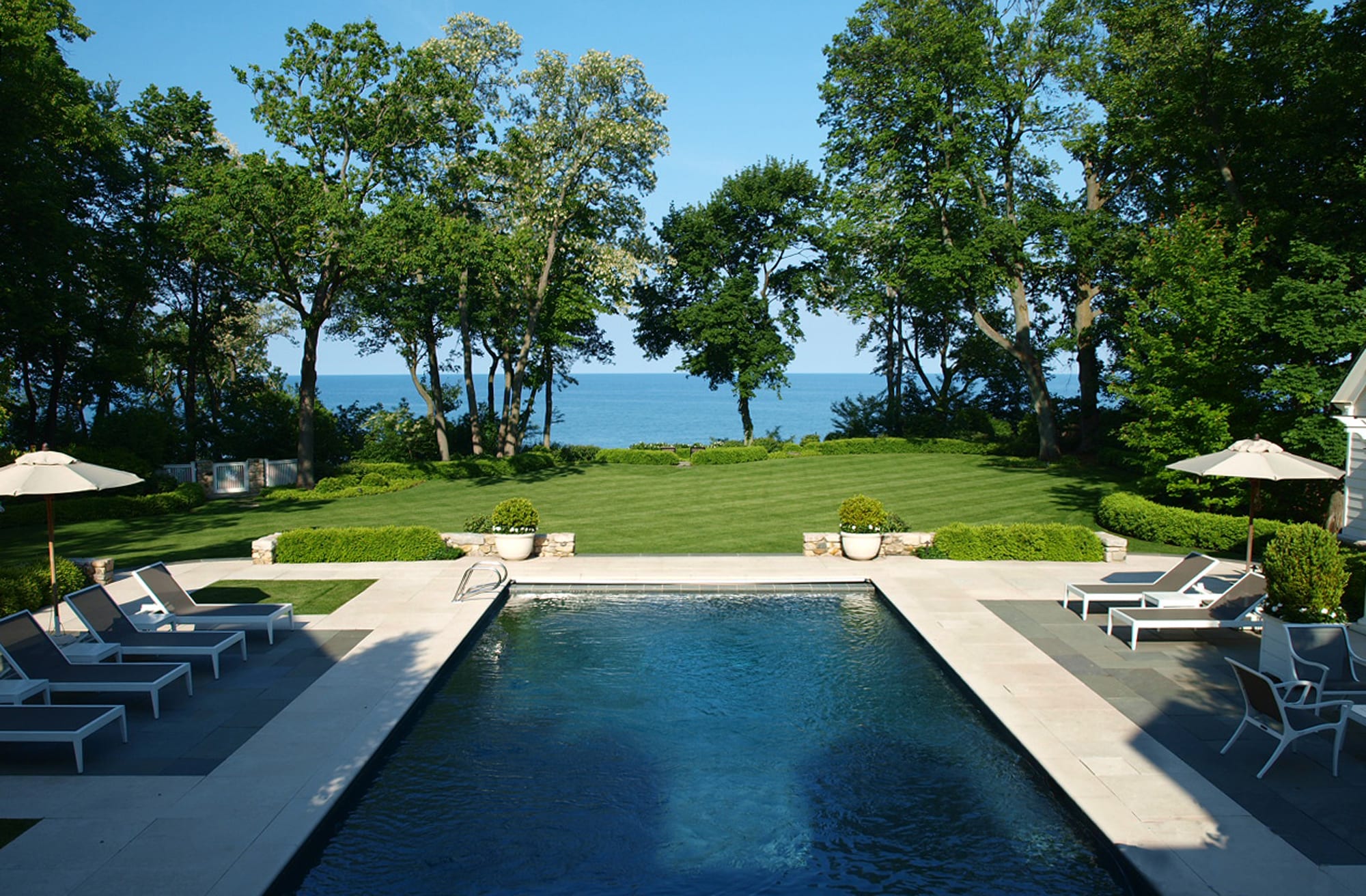 backyard pool overlooking lake michigan 