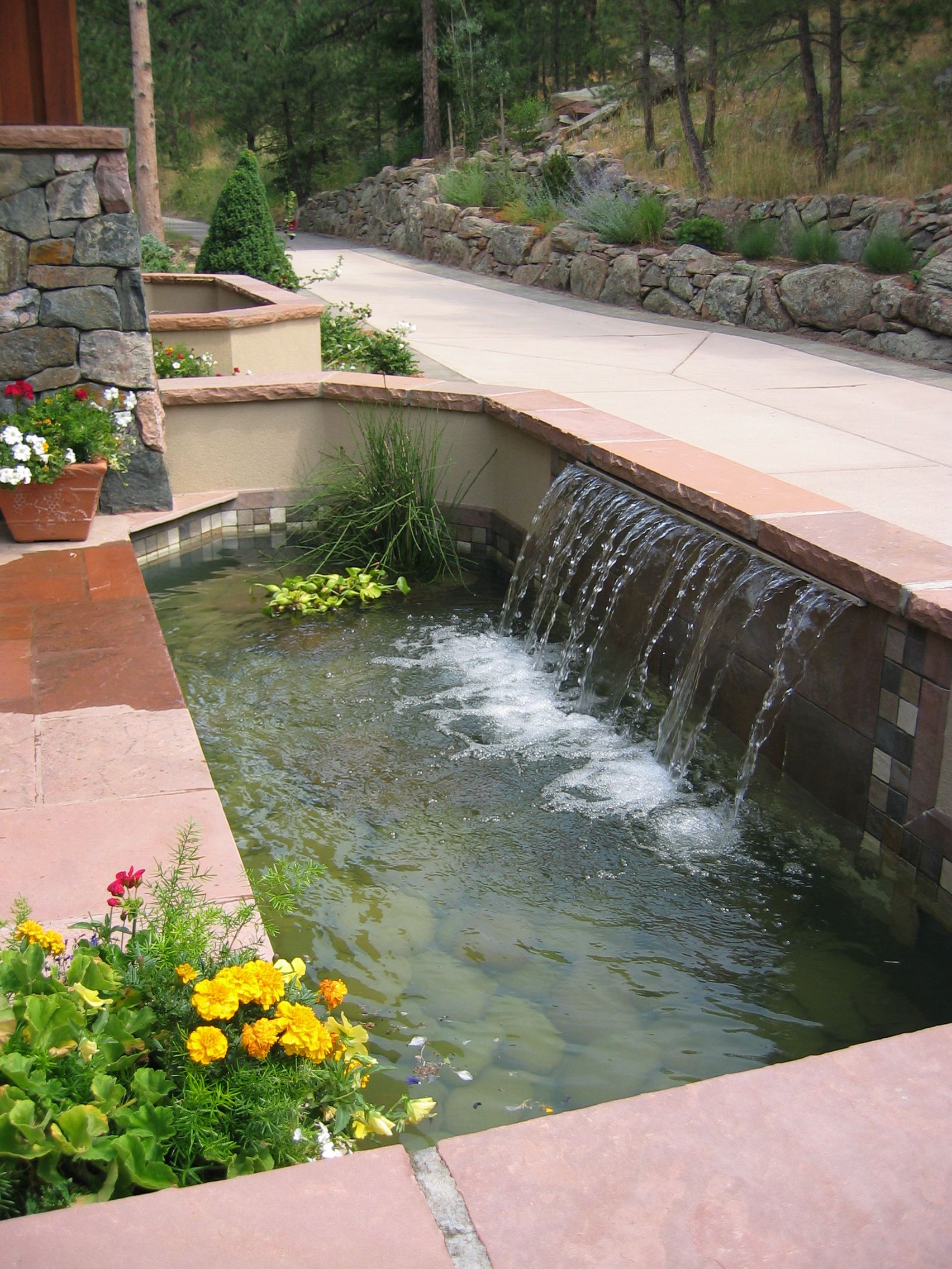 waterfall pond off of patio